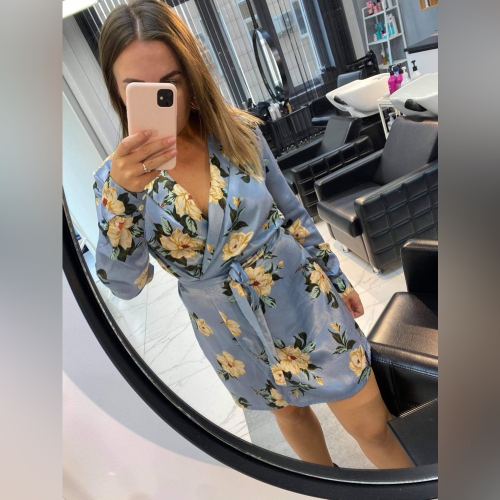 Denny Rose Floral Satin Dress